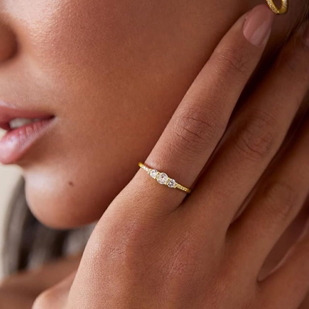 14k Gold Plated Paved Engagement Ring Band